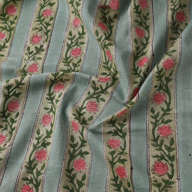Green Sanganeri Block Print Cotton Fabric