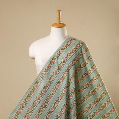 Green Sanganeri Block Print Cotton Fabric