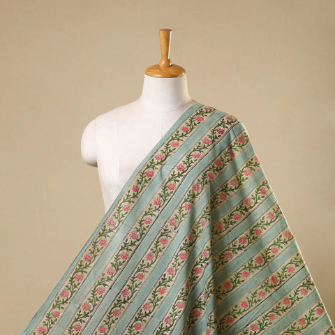Green Sanganeri Block Print Cotton Fabric