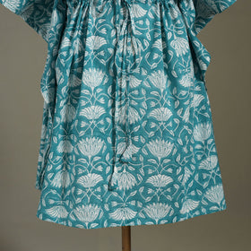Green Sanganeri Block Print Cotton Kaftan (Medium) 