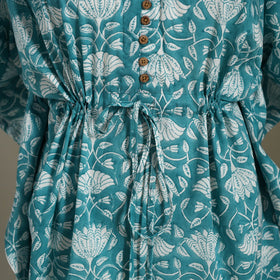 Green Sanganeri Block Print Cotton Kaftan (Medium) 