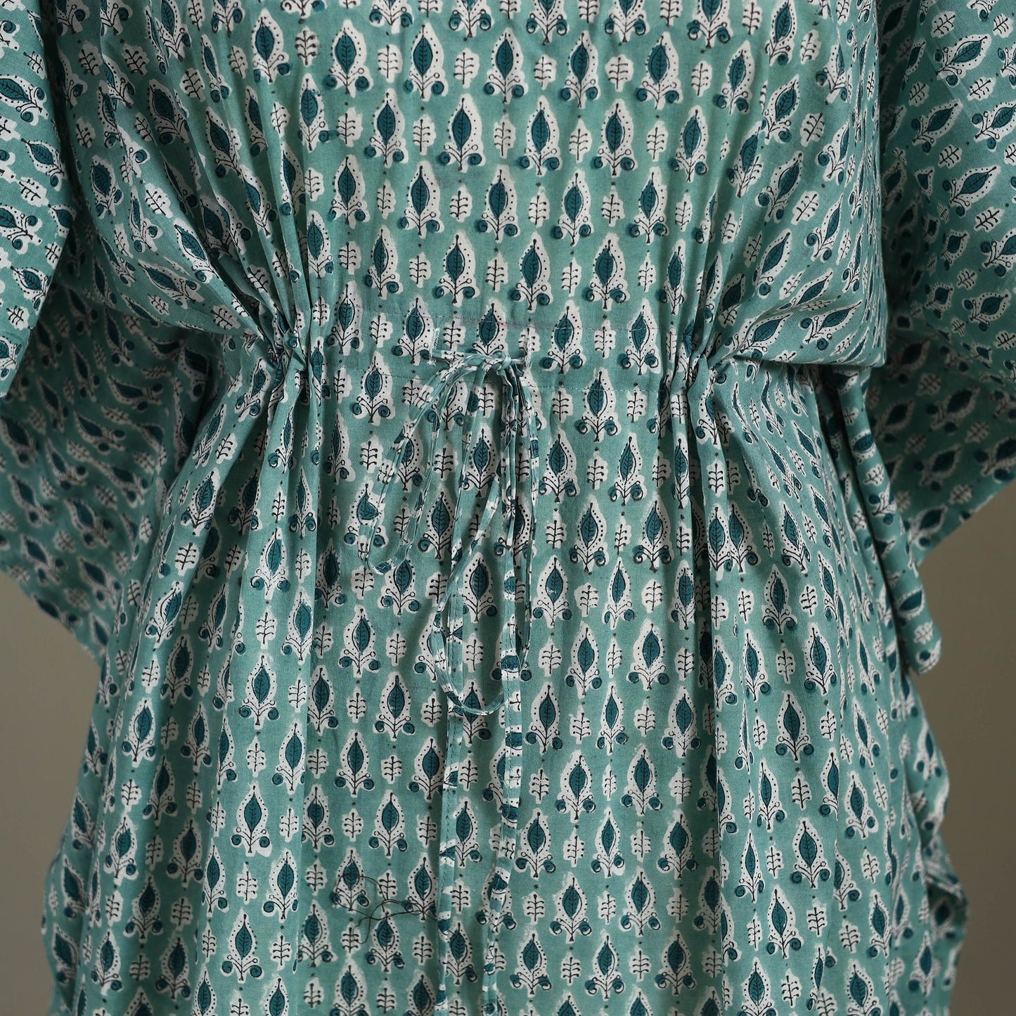 Green Sanganeri Block Print Cotton Kaftan (Medium) 