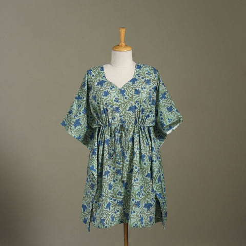 Green - sanganeri cotton kaftan (medium) 21 - handcrafted