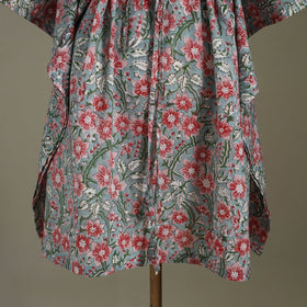 Green Sanganeri Block Print Cotton Kaftan (Medium) 