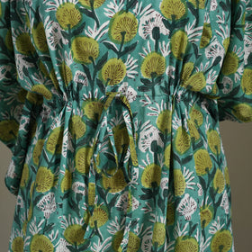 Green Sanganeri Block Print Cotton Kaftan (Medium) 