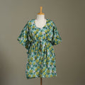 Green Sanganeri Block Print Cotton Kaftan (Medium) 
