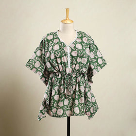 Green - sanganeri cotton kaftan (short) 58 - handcrafted