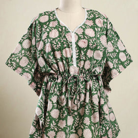 Green - sanganeri cotton kaftan (short) 58 - handcrafted