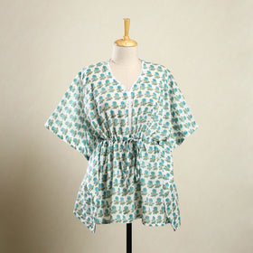  Green Sanganeri Block Print Cotton Kaftan