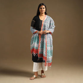 Green Sanganeri Block Print Cotton Kota Doria Dupatta