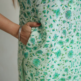 Green - sanganeri cotton kurta suit set 03 - handcrafted