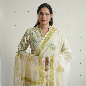 Green - sanganeri cotton kurta suit set 07 - handcrafted