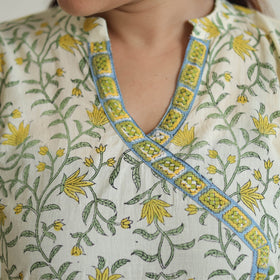 Green - sanganeri cotton kurta suit set 07 - handcrafted