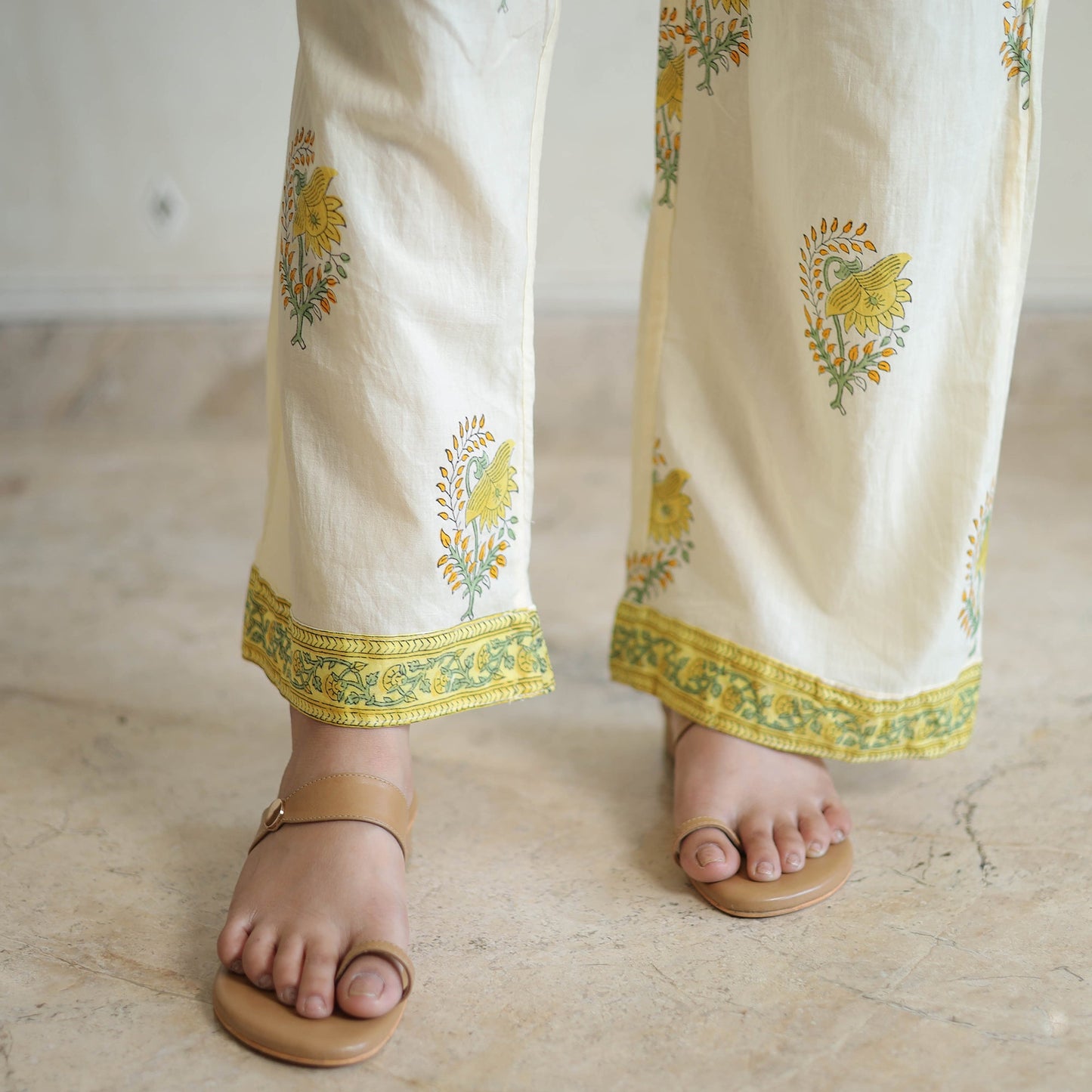 Green - sanganeri cotton kurta suit set 07 - handcrafted