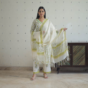 Green Sanganeri Block Print Suit Set Shop Now Online in India