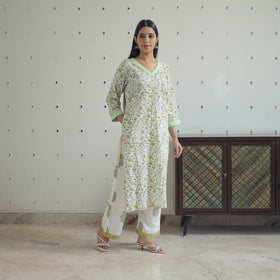 Green Sanganeri Block Print Suit Set Shop Now Online in India