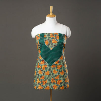 Green - sanganeri cotton patchwork unstitched kurta