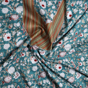 Green Sanganeri Print Cotton Patchwork Kurta Material (3m)