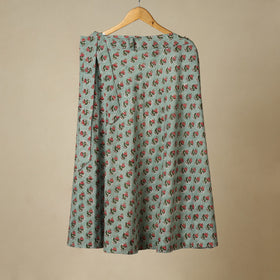 Green - sanganeri cotton wrap around skirt 01 - handcrafted