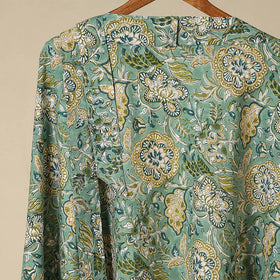 Green - sanganeri cotton wrap around skirt 11 - handcrafted