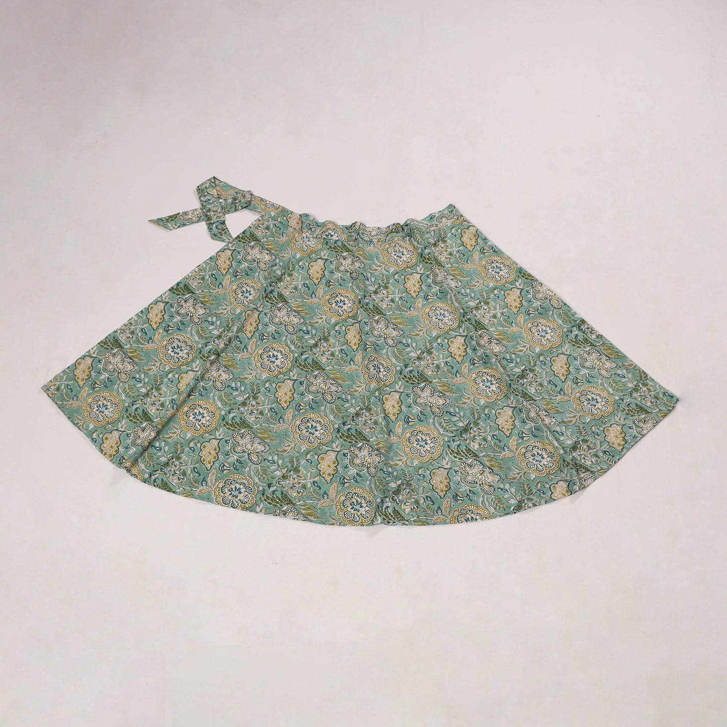 Green - sanganeri cotton wrap around skirt 11 - handcrafted