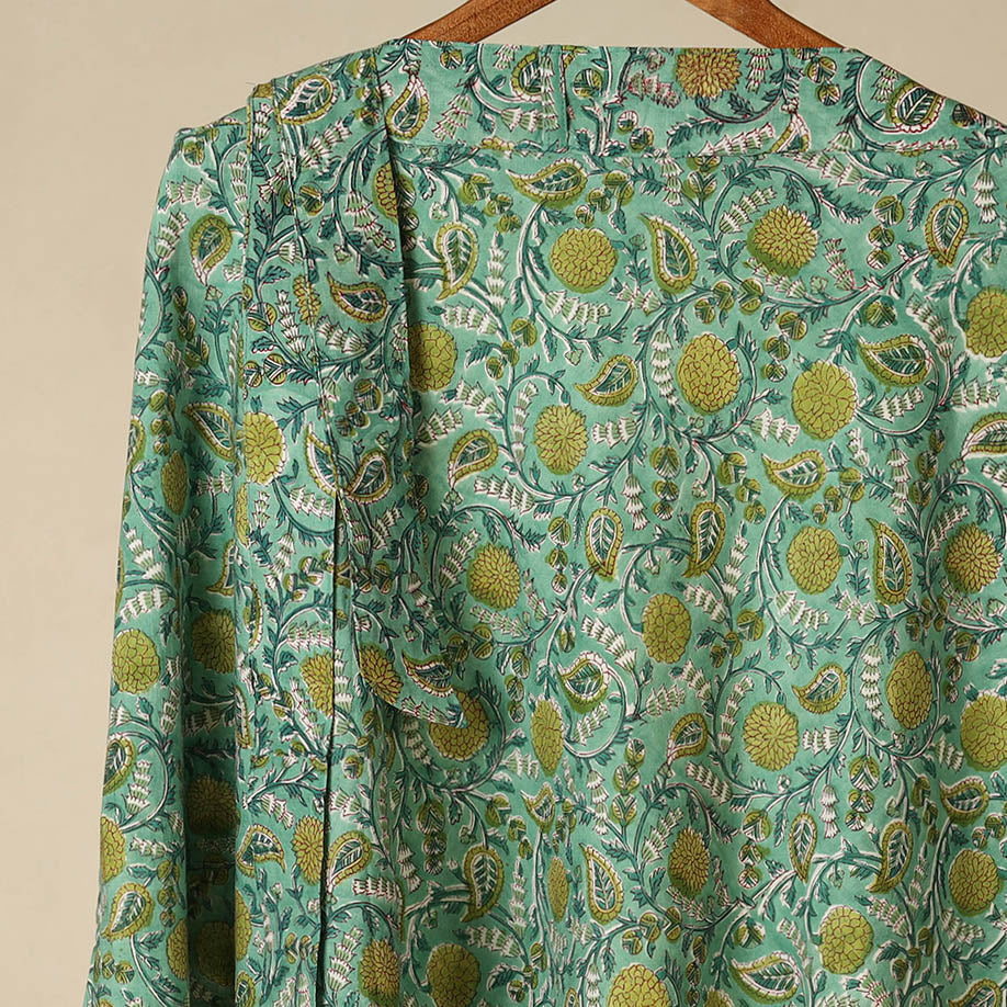 Green - sanganeri cotton wrap around skirt 13 - handcrafted