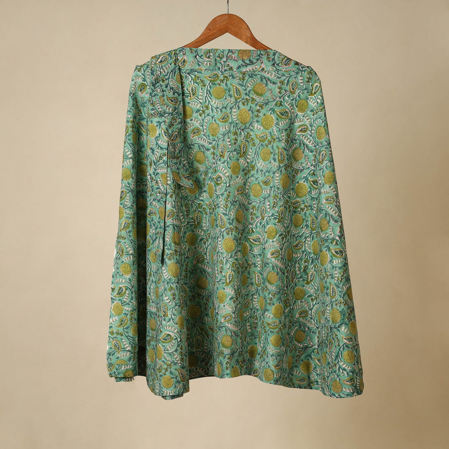 Green - sanganeri cotton wrap around skirt 13 - handcrafted