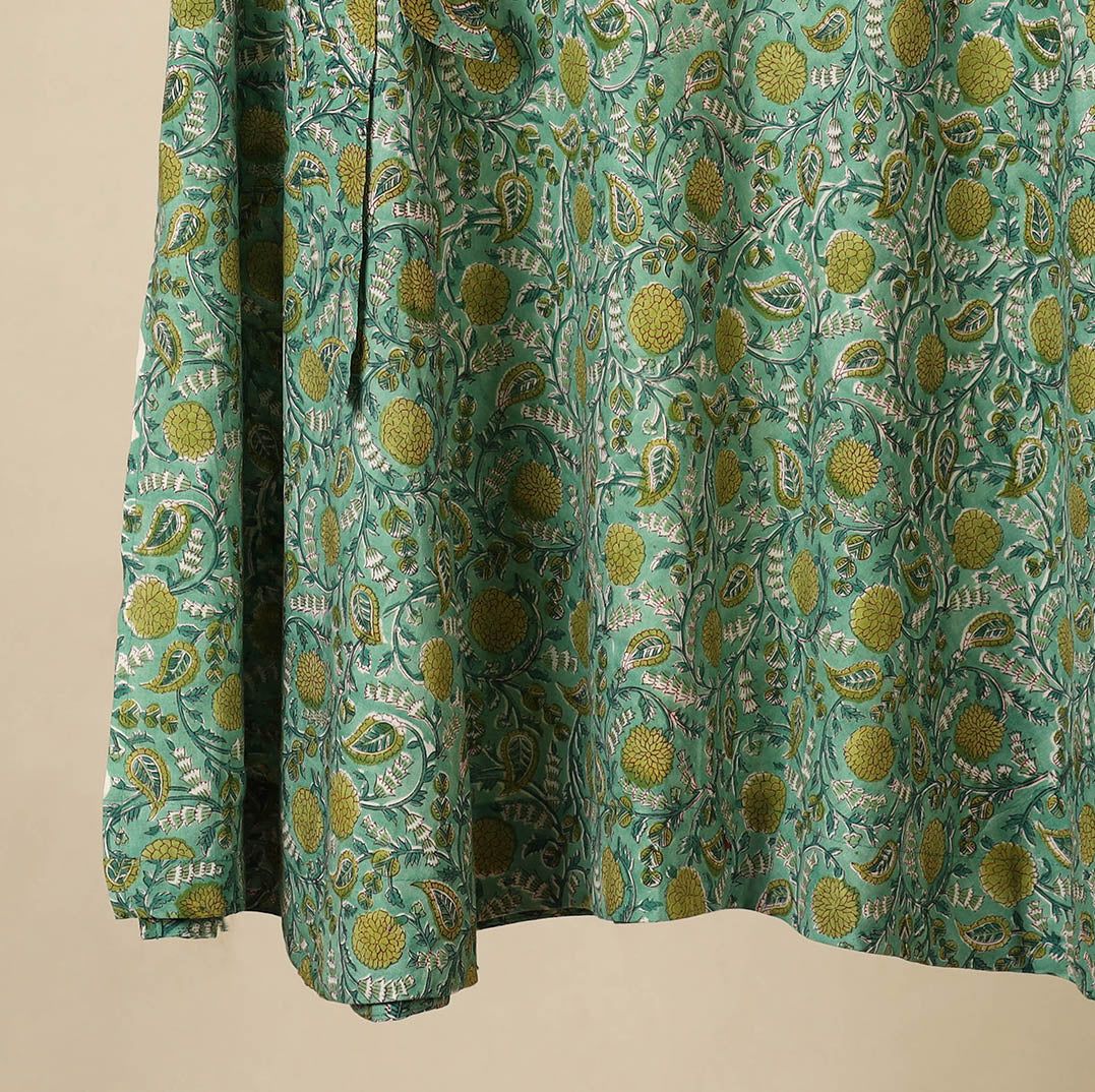 Green - sanganeri cotton wrap around skirt 13 - handcrafted