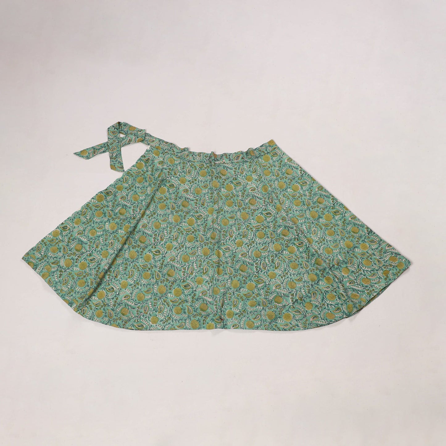 Green - sanganeri cotton wrap around skirt 13 - handcrafted