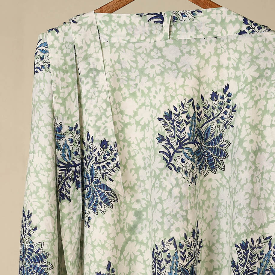 Green - sanganeri cotton wrap around skirt 15 - handcrafted