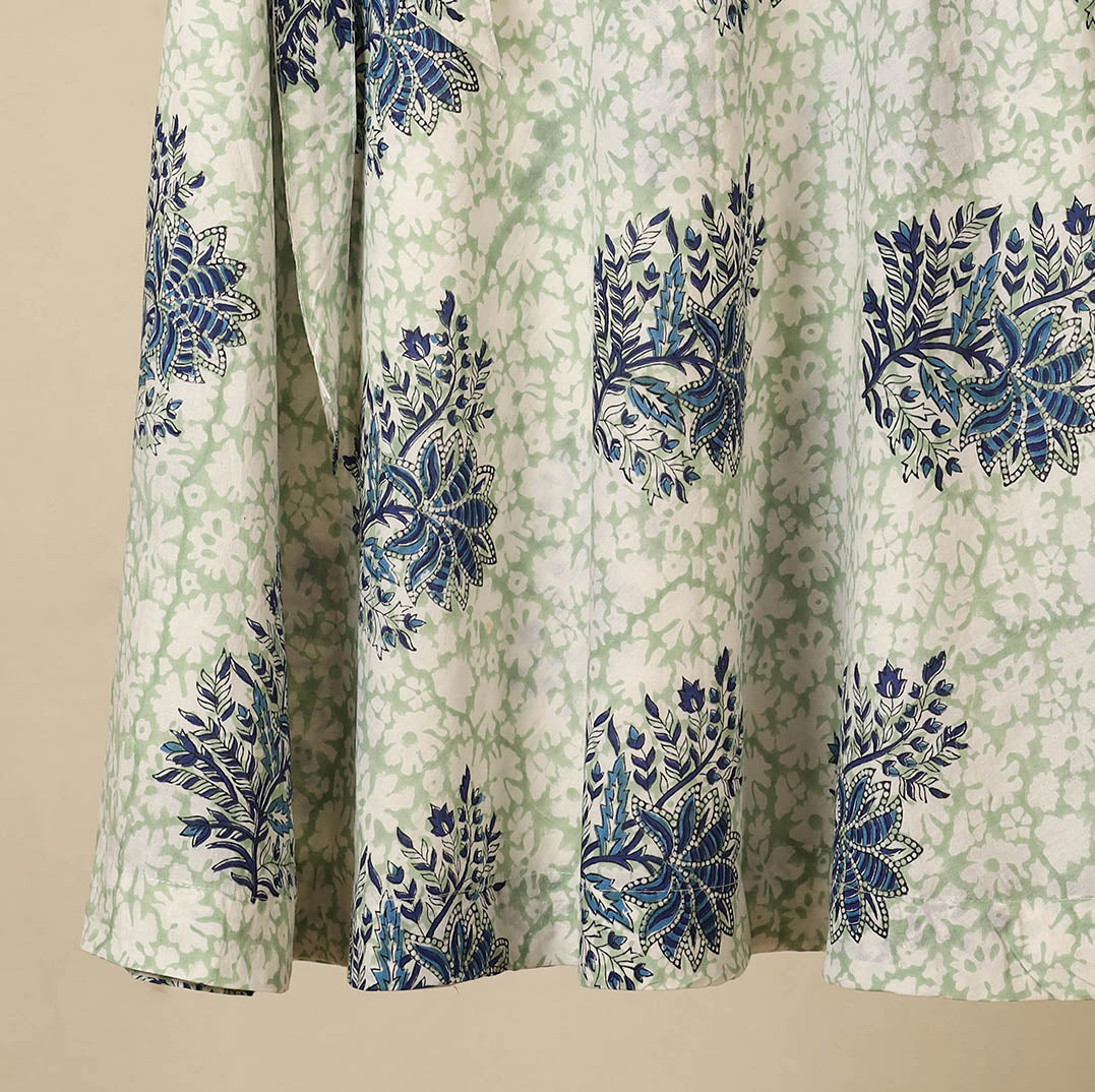 Green - sanganeri cotton wrap around skirt 15 - handcrafted