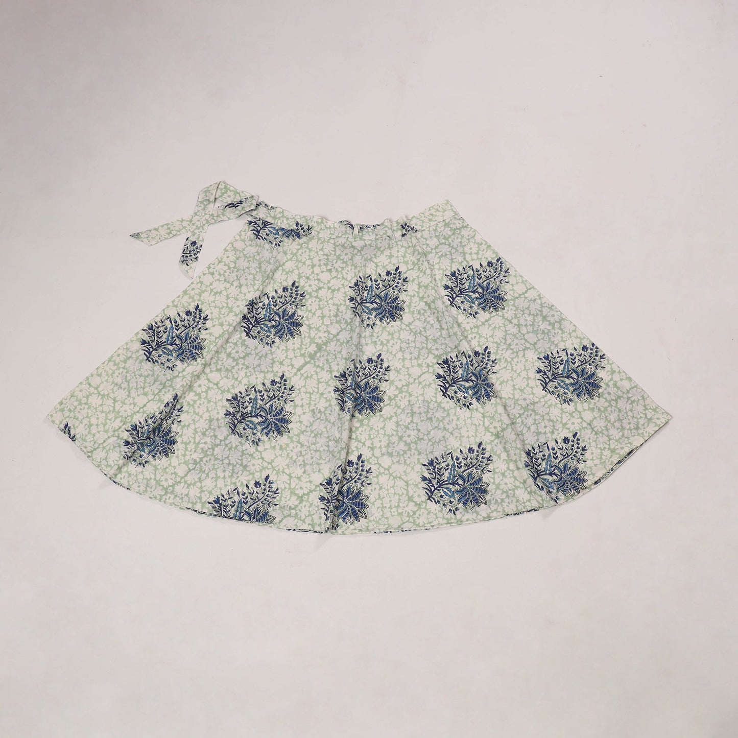 Green - sanganeri cotton wrap around skirt 15 - handcrafted