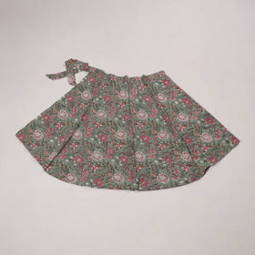 Green - sanganeri cotton wrap around skirt 19 - handcrafted