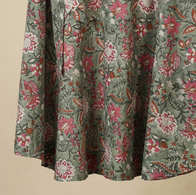 Green - sanganeri cotton wrap around skirt 19 - handcrafted