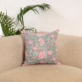 Green - sanganeri cushion cover 07 - handcrafted