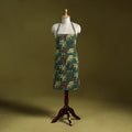 Green - sanganeri hand block print apron with pocket 02