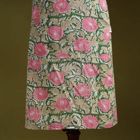 Green - sanganeri hand block print apron with pocket 13