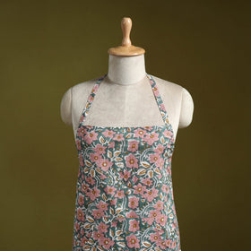 Green - sanganeri hand block print apron with pocket 16