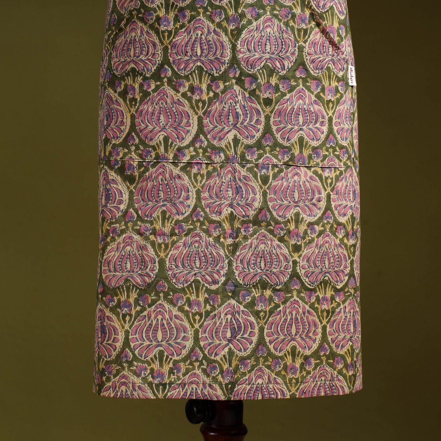 Green - sanganeri hand block print apron with pocket 21