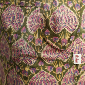 Green - sanganeri hand block print apron with pocket 21