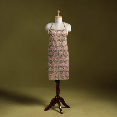 Green - sanganeri hand block print apron with pocket 21