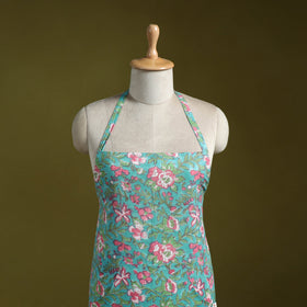 Green - sanganeri hand block print apron with pocket 37