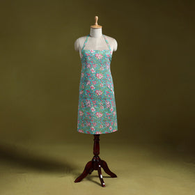 Green - sanganeri hand block print apron with pocket 37