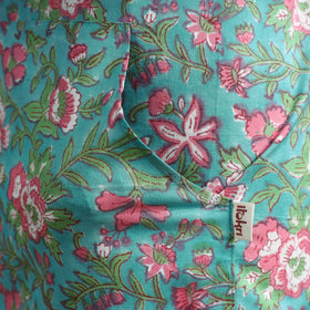 Green - sanganeri hand block print apron with pocket 37