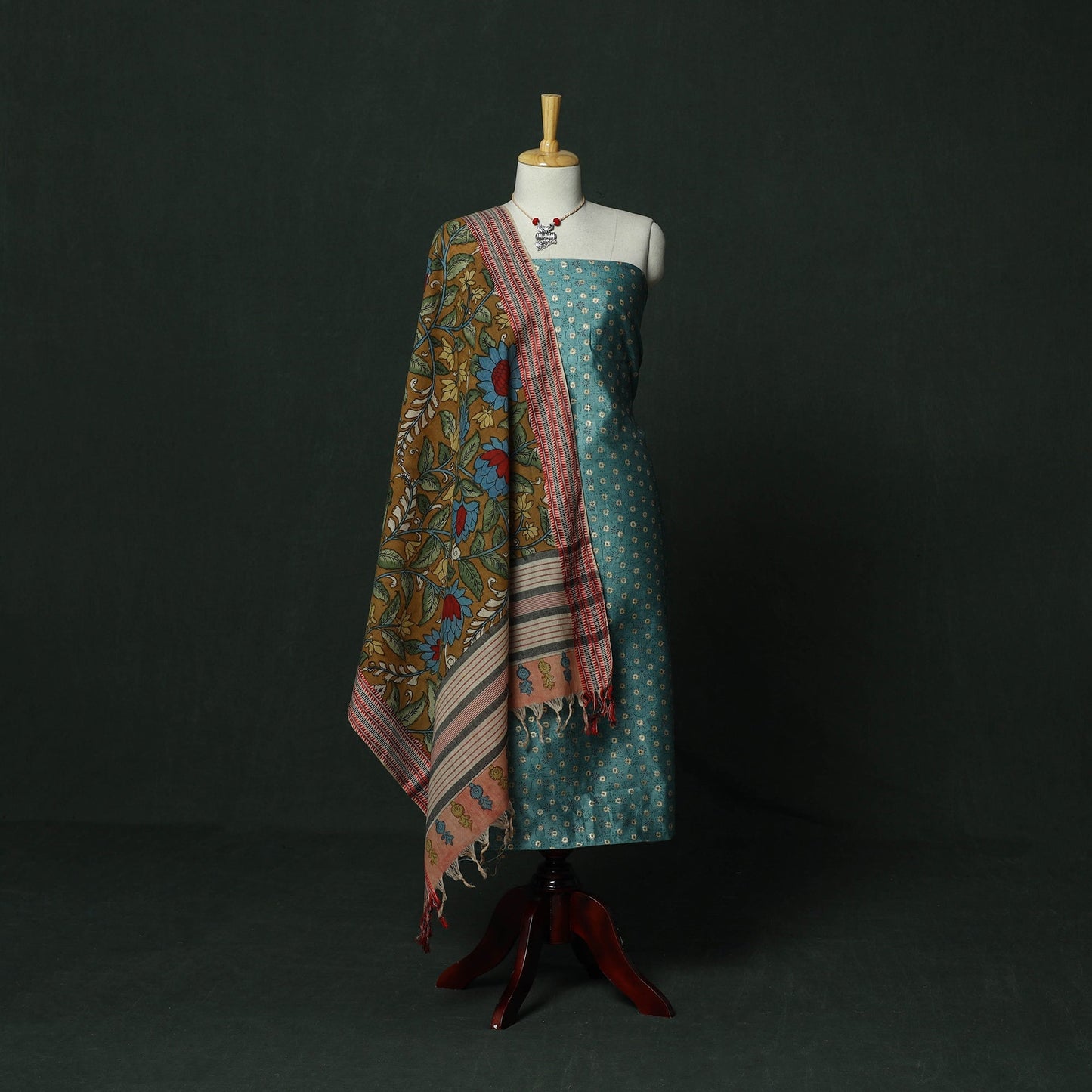 Sanganeri hand block print chanderi silk 2pc unstitched