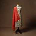 Green - sanganeri hand block print cotton 2pc unstitched