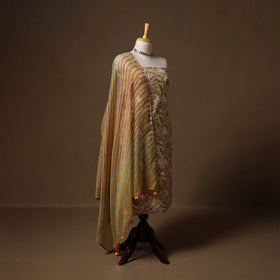 Green - sanganeri hand block print cotton 2pc unstitched