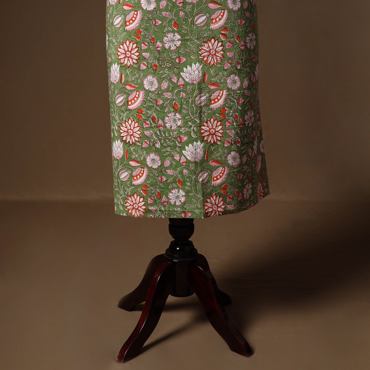 Green - sanganeri hand block print cotton 2pc unstitched