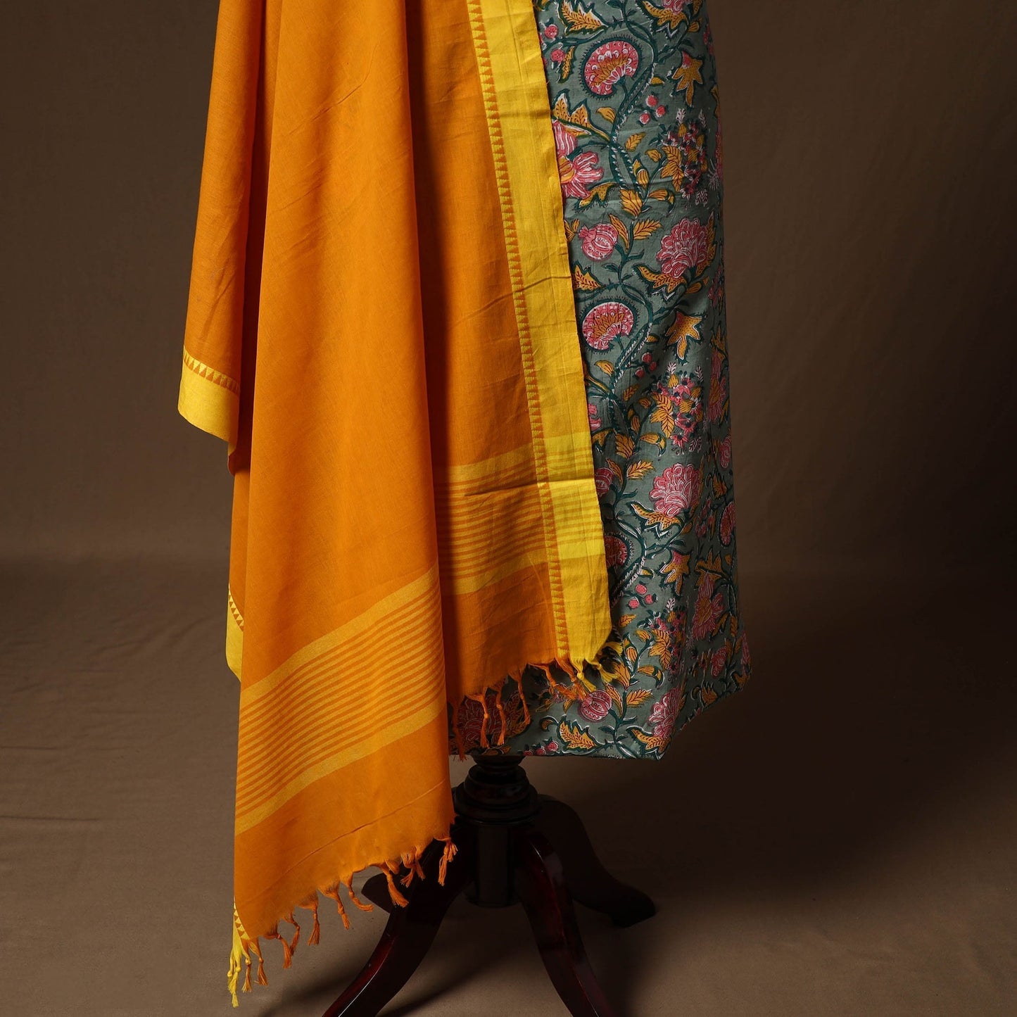 Sanganeri hand block print cotton 2pc unstitched dress