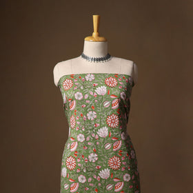 Green - sanganeri hand block print cotton 2pc unstitched